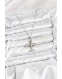 316L Çelik Zincir Gümüş Renk Uçak Model Kadın Kolye