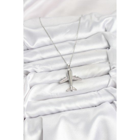 316L Çelik Zincir Gümüş Renk Uçak Model Kadın Kolye 316L Çelik Zincir Gümüş Renk Uçak Model Kadın Kolye