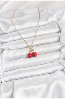 316L Çelik Zincir Gold Renk Kiraz Model Kadın Kolye