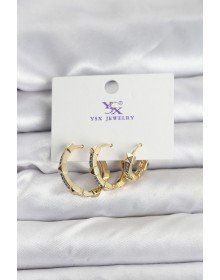 Gold Renk Zirkon Taşlı Kadın Küpe