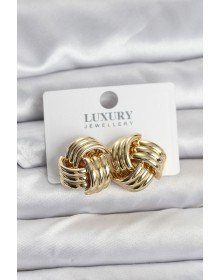 Pirinç Sarmal Gold Renk Kadın Küpe