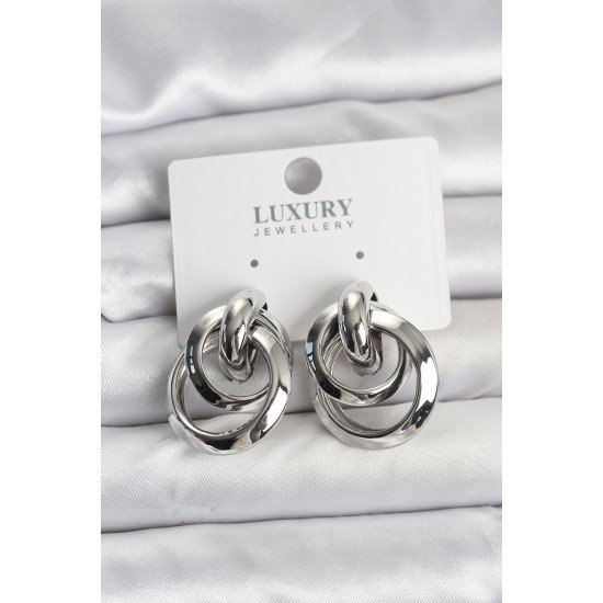 Gümüş Renk Halka Model Pirinç Kadın Küpe Gümüş Renk Halka Model Pirinç Kadın Küpe