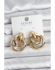 Gold Renk Halka Model Pirinç Kadın Küpe