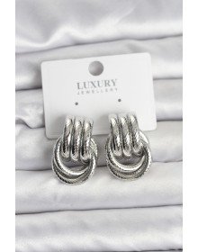 Gümüş Renk Halka Modelli Pirinç Kadın Küpe