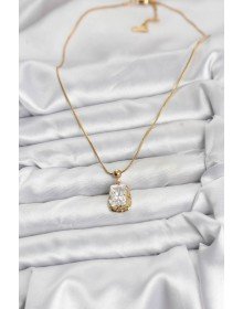 316L Çelik Zincir Gold Renk Zirkon Taşlı Kadın Kolye
