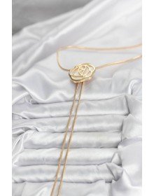 Pirinç Gold Renk Gül Model Asansörlü Kadın Kolye