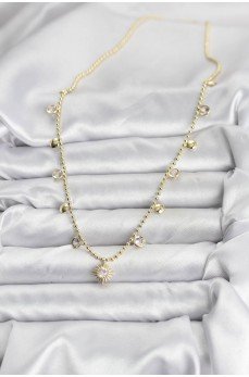 Zirkon Taşlı Kutup Yıldızı Model Pirinç Gold Renk Kadın Kolye