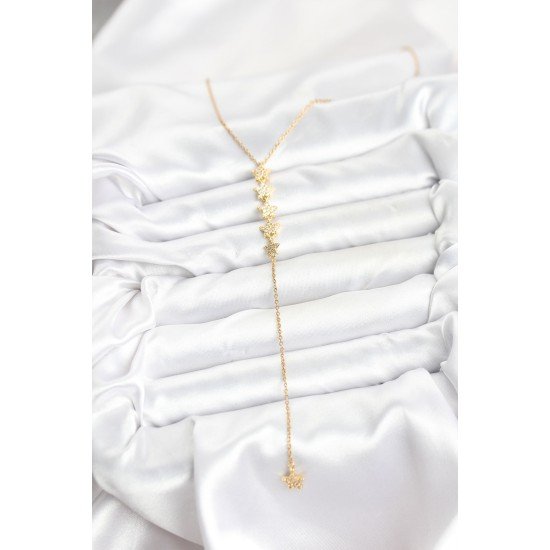 316L Çelik Zincir Gold Renk Yıldız Model Y Kolye