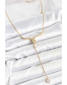 316L Çelik Zincir Gold Renk Yılan Model Y Kolye