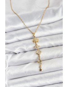 316L Çelik Zincir Gold Renk Güneş ve Enerji Model Kadın Y Kolye