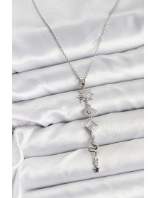 316L Çelik Zincir Gümüş Renk Güneş ve Enerji Model Kadın Y Kolye