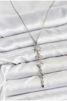 316L Çelik Zincir Gümüş Renk Güneş ve Enerji Model Kadın Y Kolye