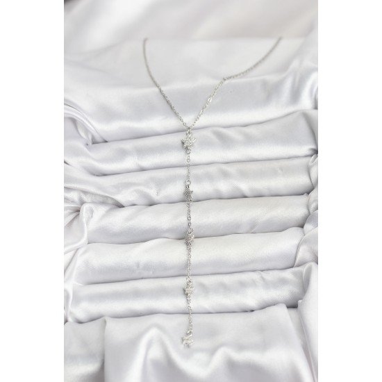 316L Çelik Zincir Gümüş Renkli Yıldız Model Kadın Y Kolye