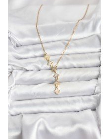 316L Çelik Zincir Gold Renk Yonca Model Kadın Kolye