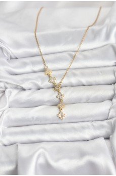 316L Çelik Zincir Gold Renk Yonca Model Kadın Kolye 316L Çelik Zincir Gold Renk Yonca Model Kadın Kolye