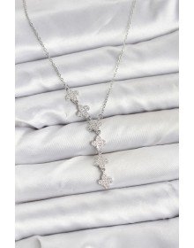 316L Çelik Zincir Gümüş Renk Yonca Model Kadın Kolye