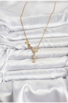 316L Çelik Zincir Gold Renk Kelebek Model Kadın Kolye