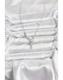 316L Çelik Zincir Gümüş Renk Kelebek Model Kadın Kolye