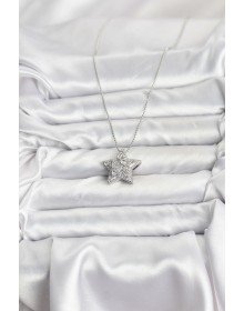 316L Çelik Zincir Gümüş Renk Zincirli Gümüş Yıldız Model Kadın Kolye