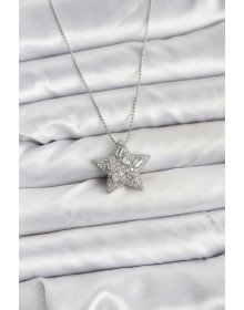 316L Çelik Zincir Gümüş Renk Zincirli Gümüş Yıldız Model Kadın Kolye