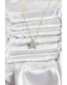 316L Çelik Zincir Gold Renk Zincirli Gümüş Yıldız Model Kadın Kolye