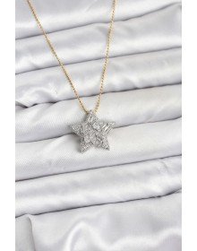 316L Çelik Zincir Gold Renk Zincirli Gümüş Yıldız Model Kadın Kolye