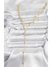 Pirinç Gold Renk Kutup Yıldızı Detaylı 3'lü Kombin Kadın Kolye