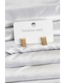 316L Çelik Gold Renk Külçe Altın Model Kadın Küpe