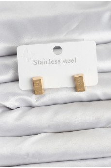 316L Çelik Gold Renk Külçe Altın Model Kadın Küpe