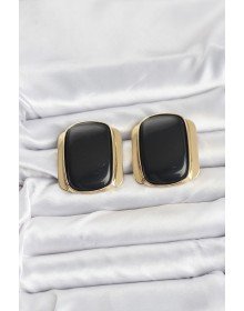 Pirinç Gold Renk Siyah Plaka Vintage Kadın Küpe