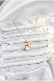 316L Çelik Zincir Gold Renk Kardan Adam Model Yılbaşı Temalı Kadın Kolye