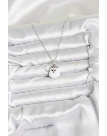 316L Çelik Zincir Gümüş Renk Şapkalı Kardan Adam Kafası Model Yılbaşı Temalı Kadın Kolye