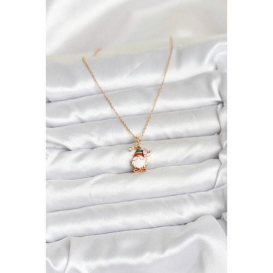 316L Çelik Zincir Gold Renk Yılbaşı Teması Kadın Kolye