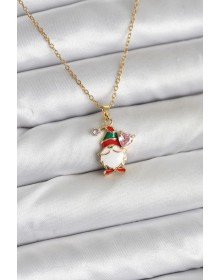 316L Çelik Zincir Gold Renk Yılbaşı Teması Kadın Kolye