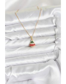 316L Çelik Zincir Gold Ren Çam Ağacı Model Zirkon Taşlı Yılbaşı Temalı Kadın Kolye