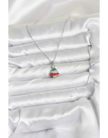 316L Çelik Zincir Gümüş Ren Çam Ağacı Model Zirkon Taşlı Yılbaşı Temalı Kadın Kolye