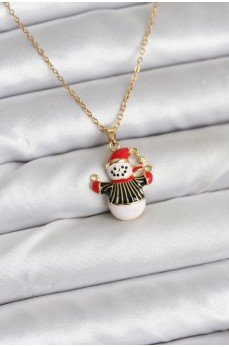 316L Çelik Zincir Gold Renk Kardan Adam Figürlü Yılbaşı Temalı Kadın Kolye