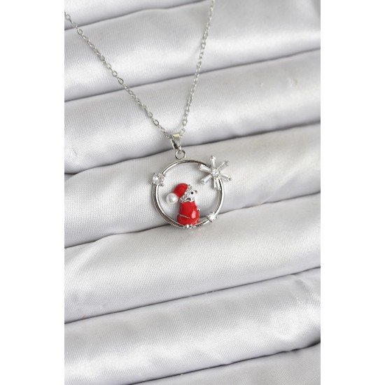 316L Çelik Zincir Gümüş Zirkon Taşlı Yılbaşı Tema Kadın Kolye 316L Çelik Zincir Gümüş Zirkon Taşlı Yılbaşı Tema Kadın Kolye