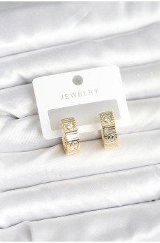 Pirinç Gold Renk Zirkon Taşlı Halka Kadın Küpe