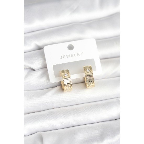 Pirinç Gold Renk Zirkon Taşlı Halka Kadın Küpe Pirinç Gold Renk Zirkon Taşlı Halka Kadın Küpe