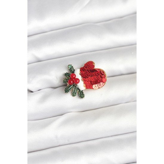 Kırmızı Model Yılbaşı Temalı Broş