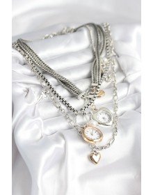 Otantik Gümüş Renk Kadın Kolye Kombini