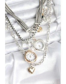 Otantik Gümüş Renk Kadın Kolye Kombini