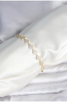 Zirkon Taşlı Pirinç Yonca Model Bileklik