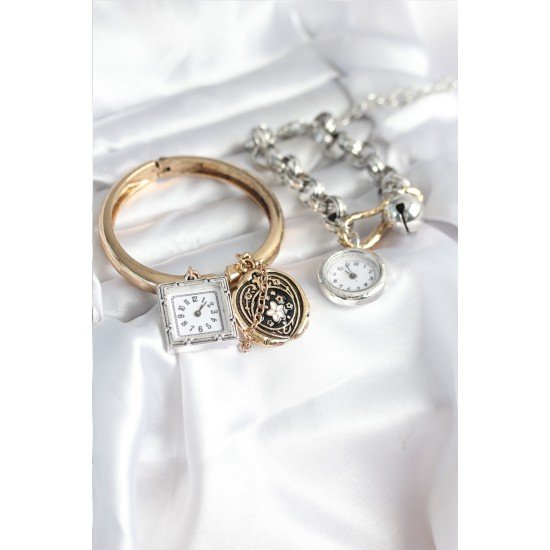 Gold ve Gümüş Renk Bileklik Kombini Gold ve Gümüş Renk Bileklik Kombini