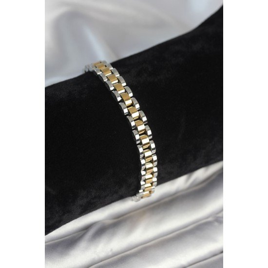 316L Çelik Gold ve Gümüş Renk 7 mm Kalınlık Erkek Bileklik 316L Çelik Gold ve Gümüş Renk 7 mm Kalınlık Erkek Bileklik