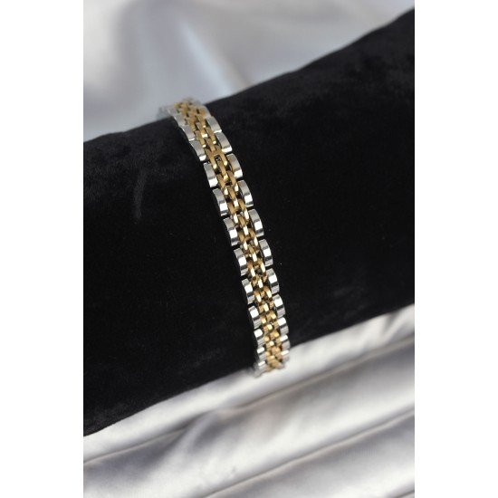 316L Çelik 7 mm Kalınlıkta Gold ve Gümüş Renkli Erkek Bileklik 316L Çelik 7 mm Kalınlıkta Gold ve Gümüş Renkli Erkek Bileklik