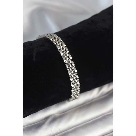 316L Çelik 7 mm Kalınlıkta Gümüş Renkli Erkek Bileklik