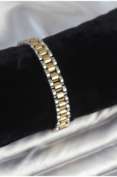 316L Çelik Gold ve Gümüş Renk 9 mm Kalınlık Erkek Bileklik