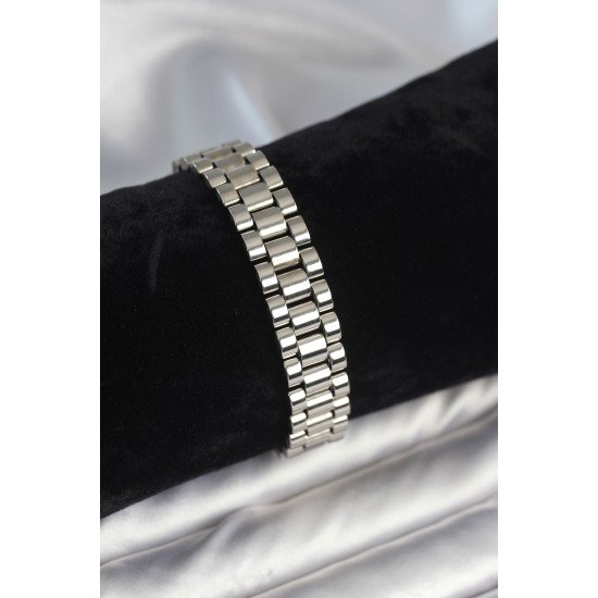 316L Çelik Gümüş Renk 12 mm Kalınlık Erkek Bileklik